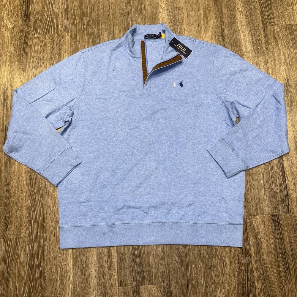 Polo Ralph Lauren Quarter-Zip Pullover Blue Sweater Men's Size XXL $125